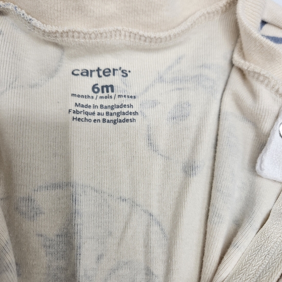 Carter's Baby Pajama Beige Blue Pandas 6M - Picture 3 of 4